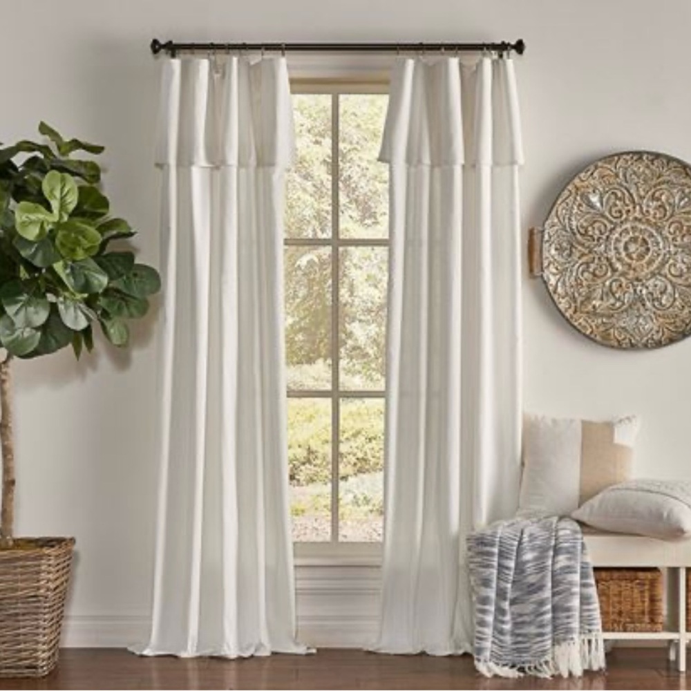 Mercantile Drop Cloth Light Filtering Ring Top Tab Farmhouse Curtain Panels